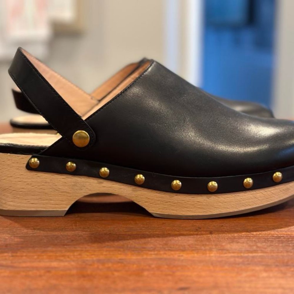 Never worn J. Crew black clogs
